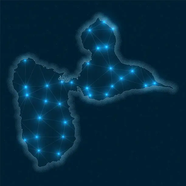 Vector illustration of Basse-Terre Island network map.