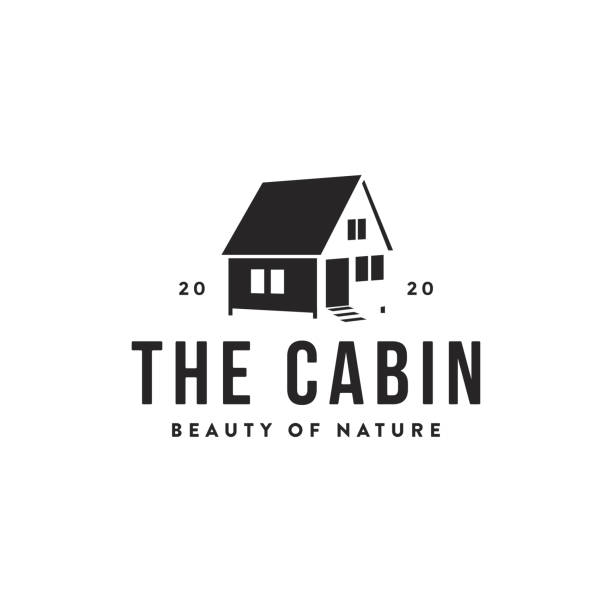 Minimalist tiny house, hut, cottage, cabin logo icon vector on white background