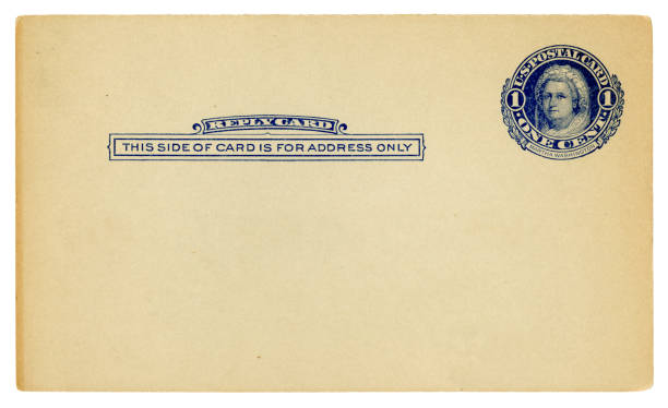 istock Old American postcard with printed stamp featuring Martha Washington 1354688754