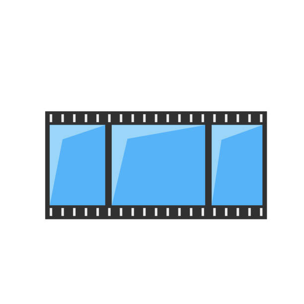istock Film ribbon frame icon in blue color. 1354689289