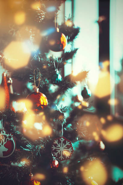 decorated tree and lights for christmas