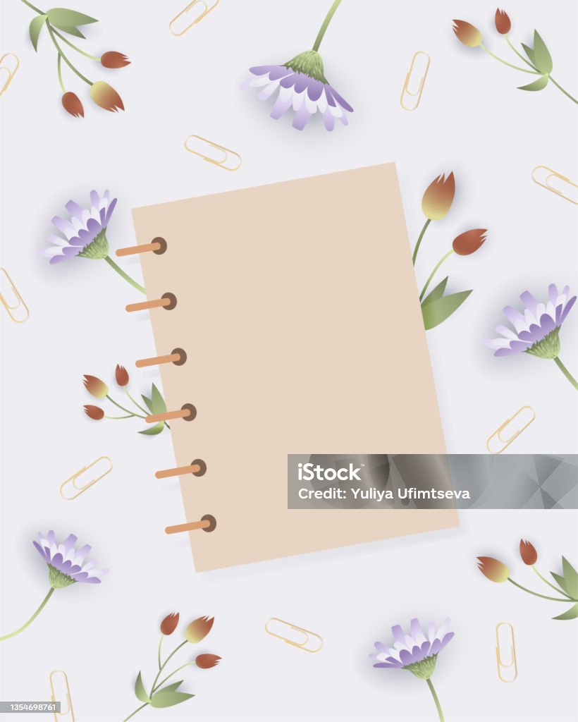 Note Background Pick Spring Spring Background With Flowers And Notepad Business Background Stock ...