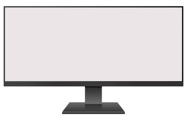 istock 3D illustration Realistic black computer monitor on white background 1354699744