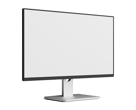 Computer display with empty screen isolated on white background