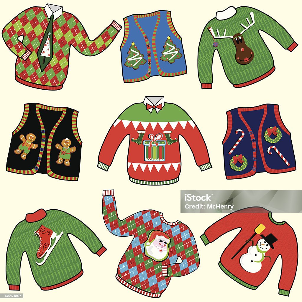 Hässlich Christmas Sweater-Party-Einladung Clipart - Lizenzfrei Häßlichkeit Vektorgrafik