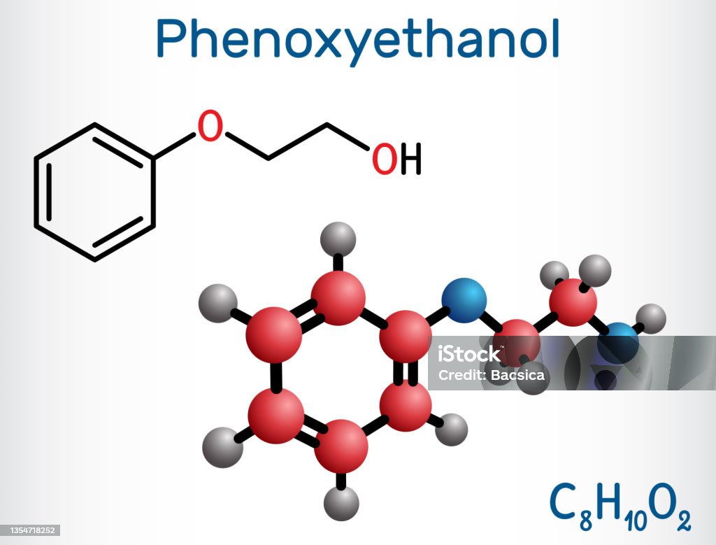 Phenoxyethanol Primary Alcohol Molecule It Is Glycol Ether Antiinfective  Agent Preservative Antiseptic Solvent Structural Chemical Formula Molecule  Model Stock Illustration - Download Image Now - iStock
