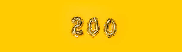 istock Air helium silver 200 balloons on a yellow background 1354718398