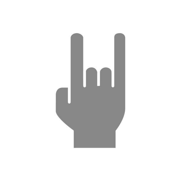 Goat gesture gray icon. Protection against evil, rock and heavy metal symbol Goat gesture gray icon. Protection against evil, rock and heavy metal symbol and sign illustration design. Isolated on white background rocker nails stock illustrations