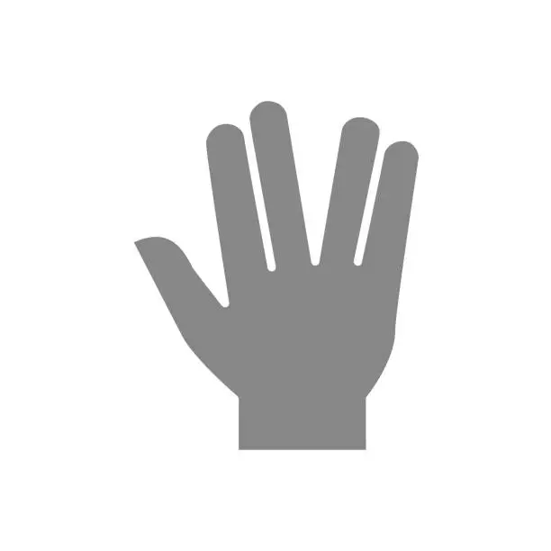 Vector illustration of Salute gray icon. Live long and prosper gesture symbol