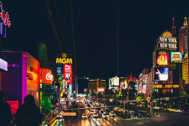 aerial view of las vegas - avenue sign imagens e fotografias de stock