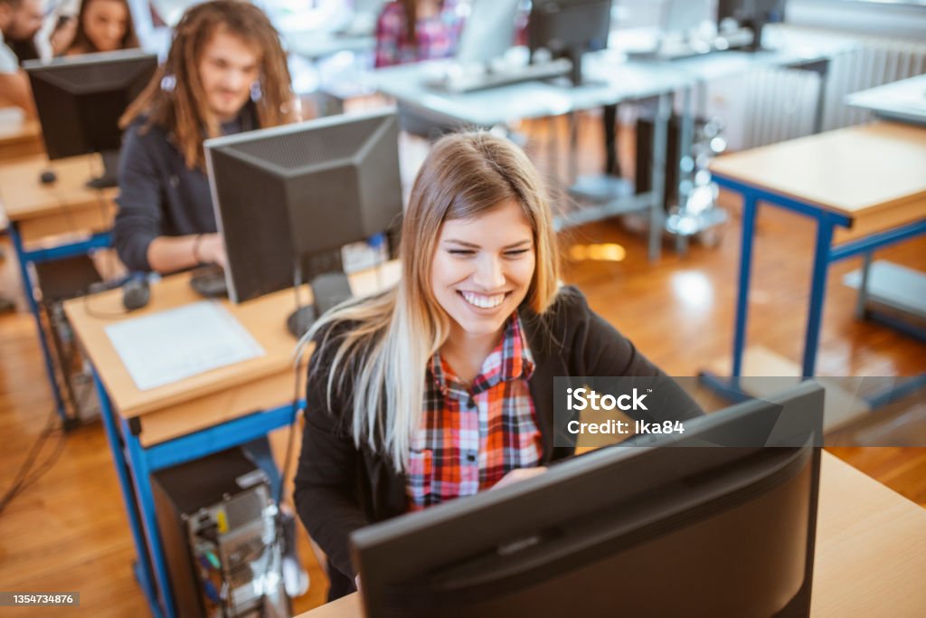 Female Computer Student Young Female Student Attending A Class At Computer Lab Stock Photo ...