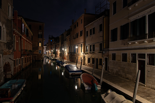 Peaceful canal in Cannaregio District at Night, Venice