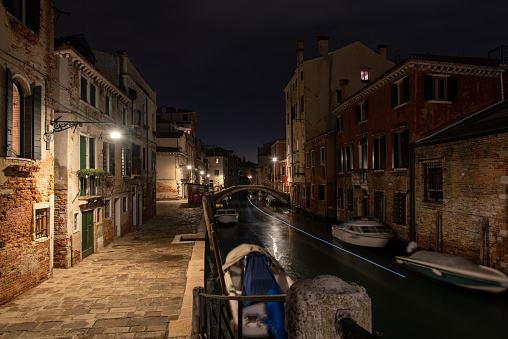 Peaceful canal in Cannaregio District at Night, Venice