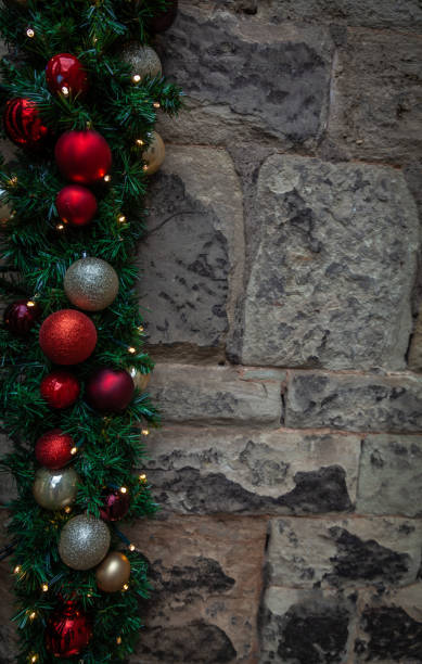Christmas themed stone and decoration background