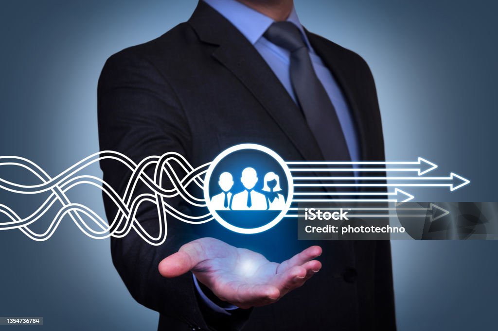 Solution Concept with Teamwork on Touch Screen Agreement Stock Photo