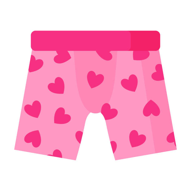 pink men boxer unterhose mit herzen. modekonzept - boxershorts stock-grafiken, -clipart, -cartoons und -symbole