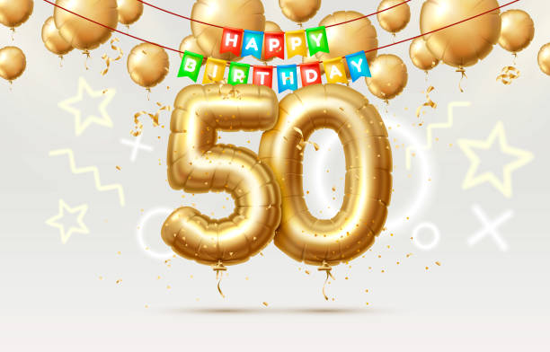 Happy Birthday 50 years anniversary of the person birthday, balloons in the form of numbers of the year. Vector Happy Birthday 50 years anniversary of the person birthday, balloons in the form of numbers of the year. Vector illustration number 50 stock illustrations