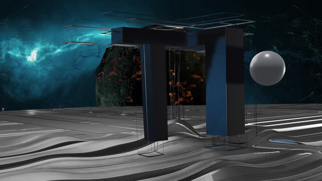 animation of clean futuristic alien scifi fantasy hangar tunnel corridor - 3d rendering