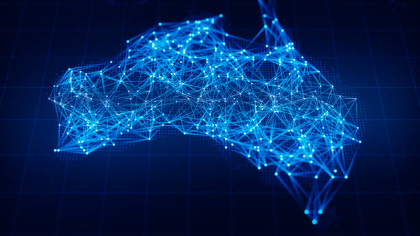 цифровые технологии и возможности подключения в океании - australia map стоковые фото и изображения