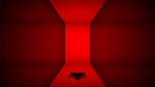 istock EPS10 Vector Patriotic Background with Albania flag colors. 1354748786