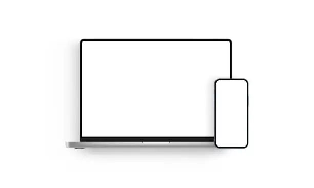 Vector illustration of Laptop and Mobile Phone with Blank Screens