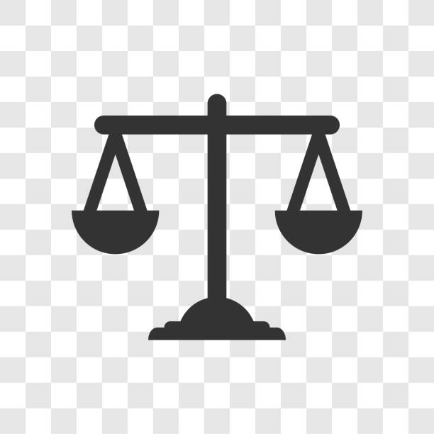 значок шкалы закона. справедливость шкалы закона символ баланса. весы знак плоский дизайн. векторная иллюстрация изолирована на прозрачно� - legal system scales of justice justice weight scale stock illustrations