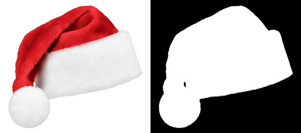 santa claus red cap isolated on white - kerstmuts stockfoto's en -beelden