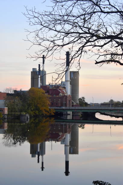 istock Industrial Cityline across riverbank 1354756441