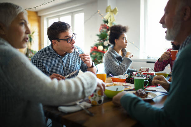 istock Family having breakfast on Christmas morning. 1354756556