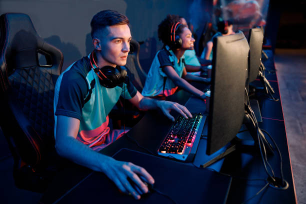 istock Esports team playing game on computers in gaming club 1354761830