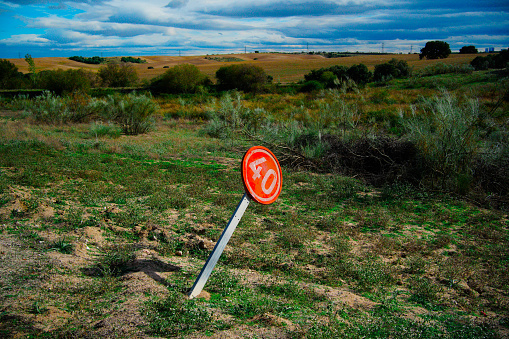 old road sign in the mount