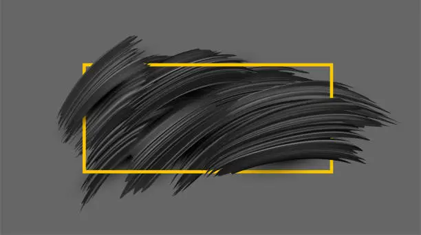 Vector illustration of Black brush strokes in yellow frame.