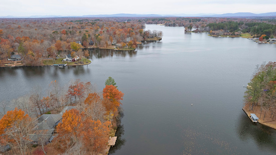 Aerial view of Lake Monticello in Autumn.