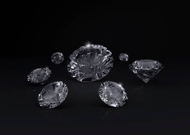 istock Group of dazzling diamond on black background 1354777391