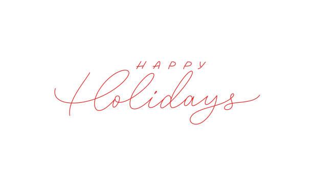 Happy holidays red line phrase. Happy holidays red line phrase. Modern pen vector calligraphy. Merry Christmas and Happy New Year card. Creative calligraphy and pen lettering. Seasonal holidays phrase. Hand drawn ink illustration december calligraphy stock illustrations