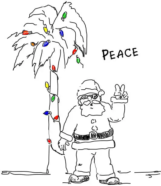 Vector illustration of Peace Santa
