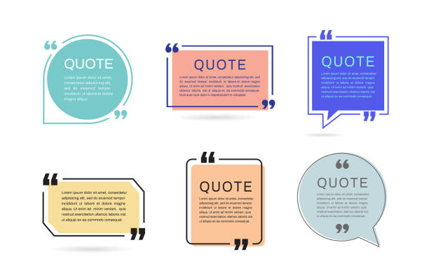stockillustraties, clipart, cartoons en iconen met quote frames templates. set of colorful speech bubbles. chat and talk icon. design elements. vector illustration. - text bubble