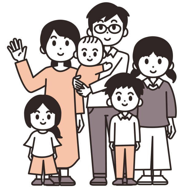 Familia Con Cuatro Hijos Vectores Libres de Derechos - iStock