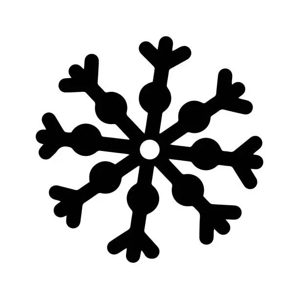 Vector illustration of Snowflake vector illustration. Hand-drawn sketch isolated on white background. Ice crystal outline. Monochrome Christmas concept for decoration, design of seasonal cards, invitations, printing, textiles.