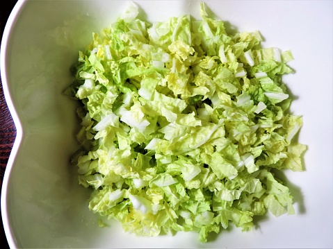 Japan. Hakusai - Chinese cabbage. Salad. Close-up.
