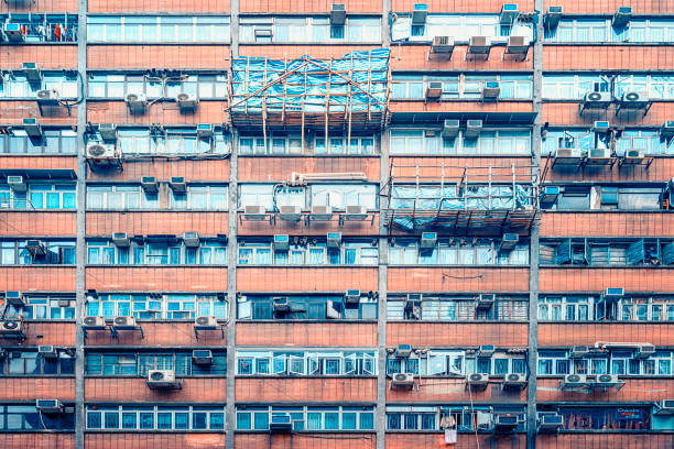 Facade building in Hong Kong city