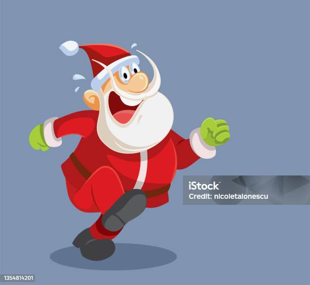 Sweaating Santa Sweaty Santa Claus Running Scared Vector Cartoon Stock Illustration ...