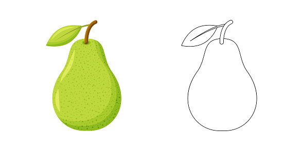 Coloring Page Outline of cartoon sweet pear. Summer fruit. Coloring book for kids. Vector illustration