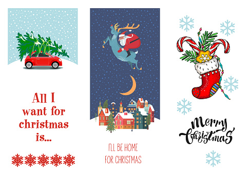 A set of cute Christmas illustrations.