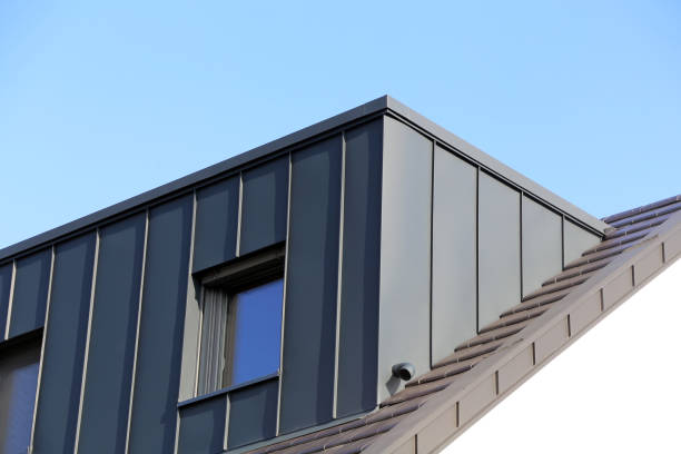 istock Newly tiled roof with large dormer with standing seam cladding 1354819173