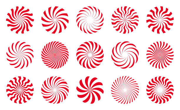 Circle design elements Set of abstract circle design elements. Round shapes. Radial rotating lines. spiral stock illustrations