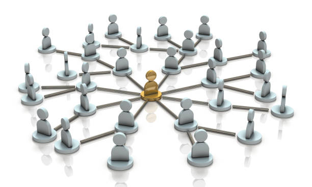 An abstract that represents the faction's connections and central figures. White background. 3D rendering.