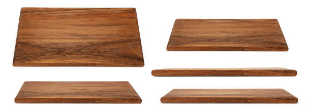 istock Kitchen Board isolated on white. Set of Cutting Boards in different angles shots in collage for your design. Chopping board rectangle form. 1354822929
