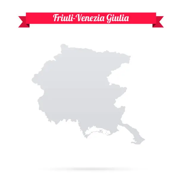 Vector illustration of Friuli-Venezia Giulia map on white background with red banner