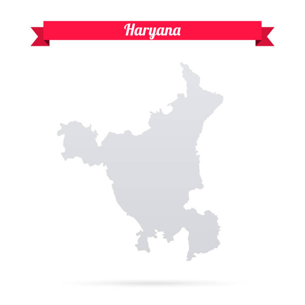 haryana map on white background with red banner - 哈里亞納邦 幅插畫檔、美工圖案、卡通及圖標